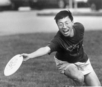 Man throwing frisbee