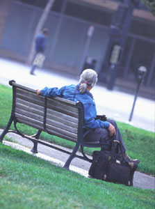 homeless on bench