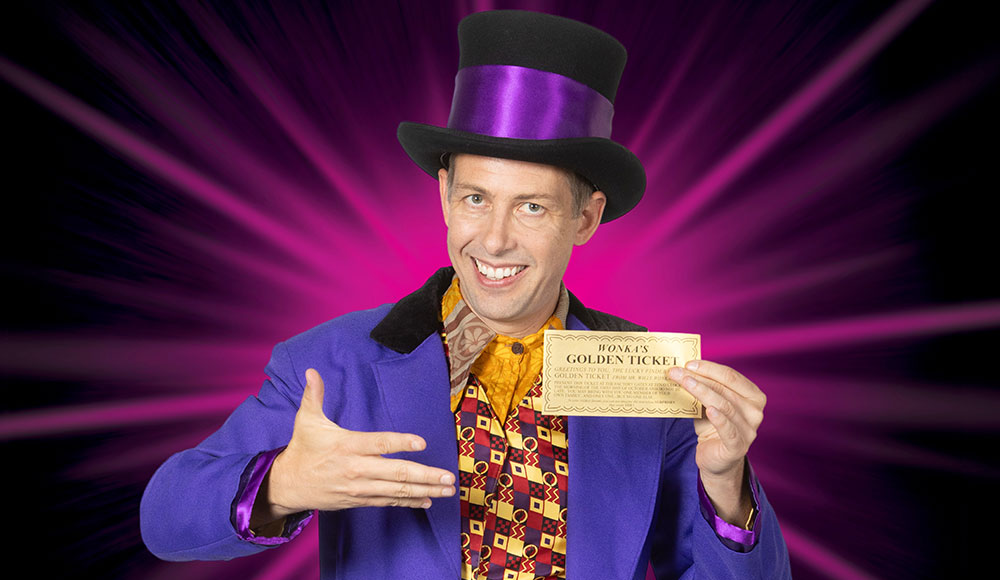 Man dressed up as Willy Wonka