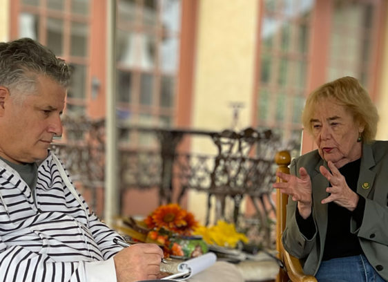 Two people sitting at a table